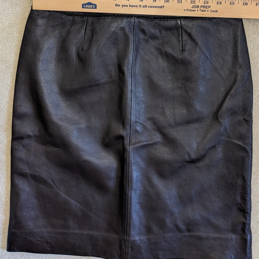 Vntg Jaclyn‎ Smith Brown Leather Pencil Midi Skirt, Fall/Winter Career Casual 10 - Picture 6 of 6
